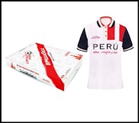 POLO PERU MUNDIAL 2018 BLANCO CUELLO ROJO